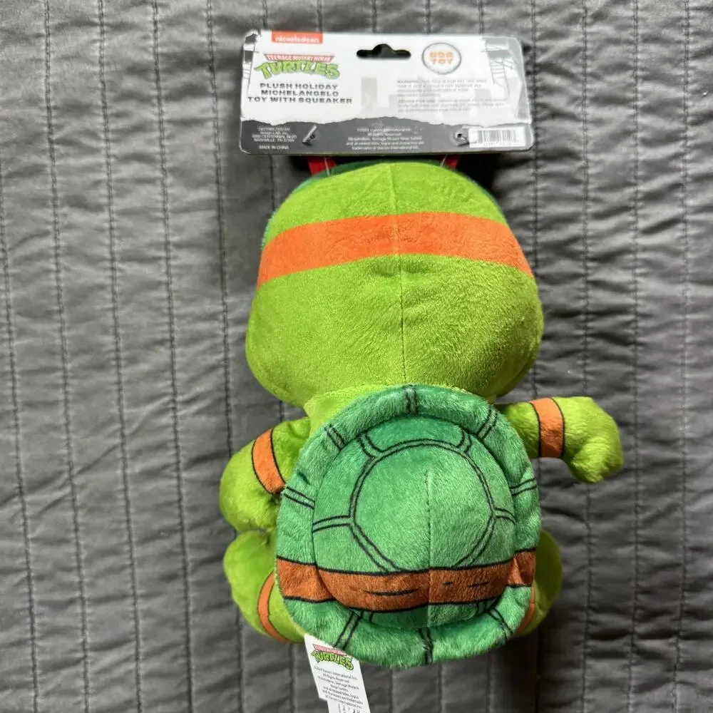 TMNT Plush Dog Toy Teenage Mutant Ninja Turtles Michelangelo Holiday Reindeer